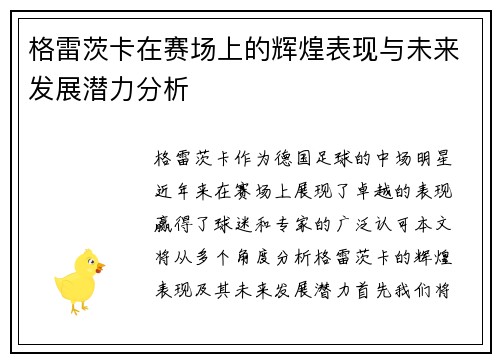 格雷茨卡在赛场上的辉煌表现与未来发展潜力分析